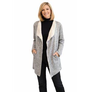UGG Sherpa Lined Cardigan Jacket Women's Small Gray Cozy Open Front